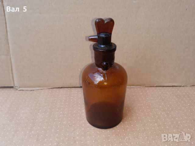 Старо аптекарско шише с капкомер . Аптекарска стъклария, снимка 1 - Антикварни и старинни предмети - 46257852