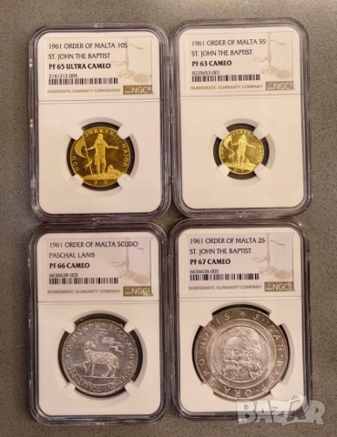 Малтийски орден - лот монети 1961 NGC - Злато,Сребро