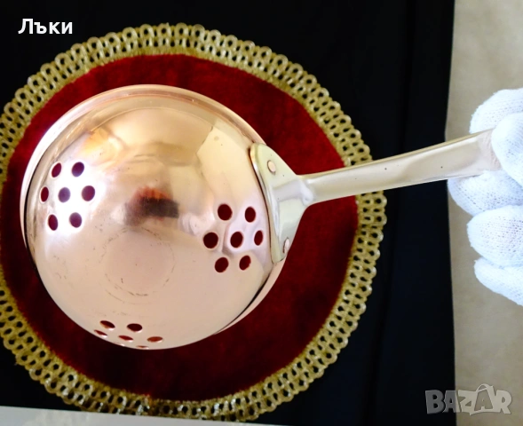 Медна цедка за чай,чиста червена мед. , снимка 5 - Антикварни и старинни предмети - 54160393