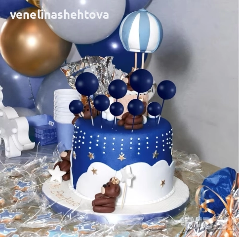 120 броя тъмно сини топчета топки на тел от стиропор за декорация на торта , снимка 6 - Други - 52701997