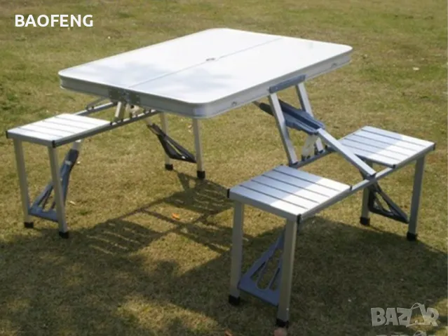@ Нови от ВНОСИТЕЛ Алуминиева сгъваема маса с 4 стола за пикник ,85x67x67 см тип куфар, снимка 17 - Къмпинг мебели - 50102110