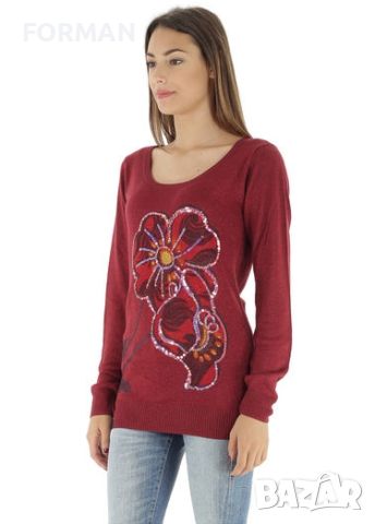 Тъничка и бляскава блуза от много фино плетиво с щампа с пайети, снимка 2 - Блузи с дълъг ръкав и пуловери - 45083528