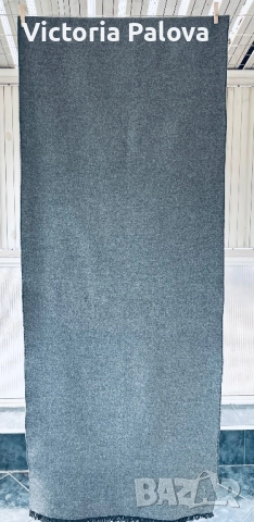 Модерен голям зимен шал - реверсивен, черно и сиво, снимка 8 - Шалове - 52795132