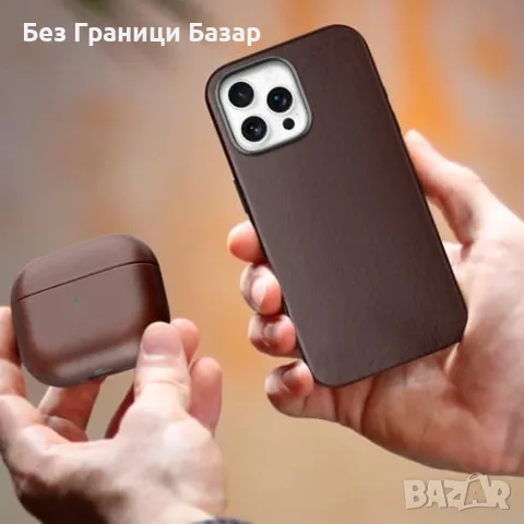 Нов Луксозен калъф iPhone 16 Pro Max, MagSafe, италианска кожа Айфон кейс, снимка 5 - Калъфи, кейсове - 48165304