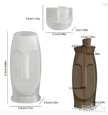 Молд ваза/буркан лице 12,4 см , снимка 8 - Форми - 53522023