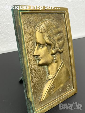 Юбилейна бронзова плоча на кралица - Астрид Шведска. №5553, снимка 3 - Антикварни и старинни предмети - 46388552