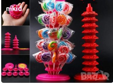 Голяма червена пластмасова стойка стенд за 120 близалки Cake pop лолипоп кейк поп Lollipop, снимка 9 - Други - 23189657
