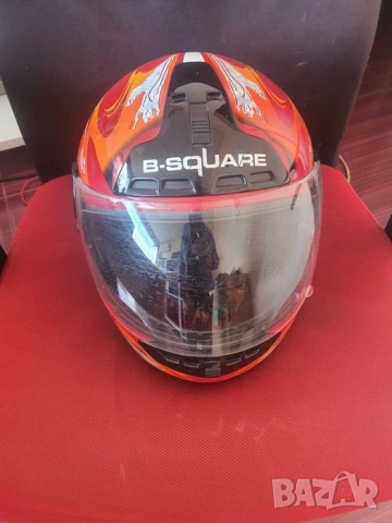 Каска L 59-60 b-square червено-бяла за мотор/скутер, снимка 2 - Аксесоари и консумативи - 54051828