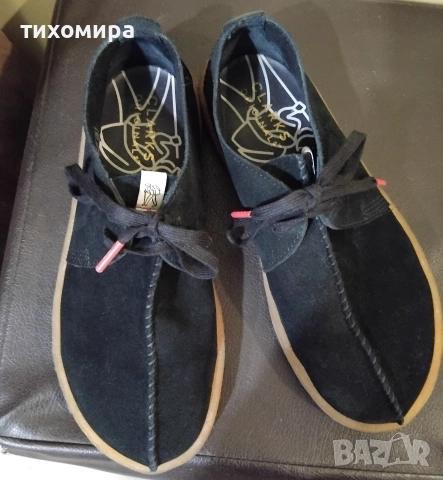Мъжки мокасини от естествен велур с калчуковова подметка на Clarks, снимка 3 - Маратонки - 52915052
