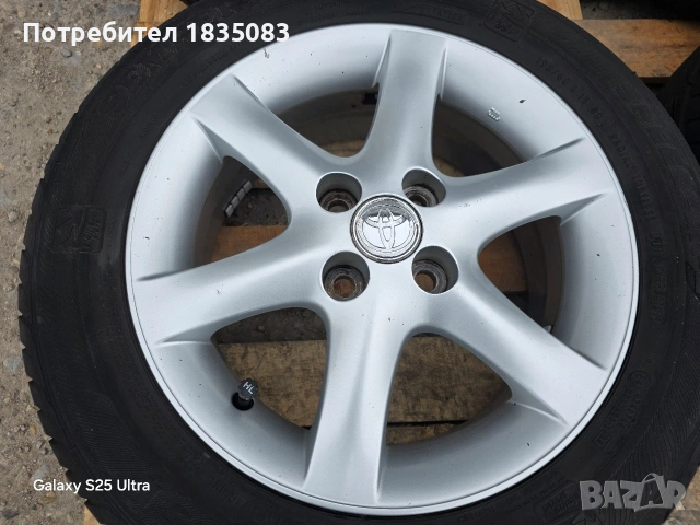 Лети джанти 15ки 4х100 Toyota + летни гуми 195/60/15 Semperit, снимка 5 - Гуми и джанти - 54012609
