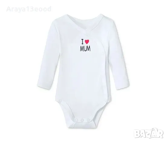 Памучни бебешки бодита с дълъг ръкав 5 броя TCHIBO 62/68, снимка 4 - Бодита за бебе - 49891733