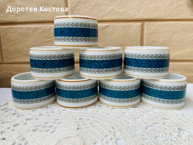 Красиви порцеланови пръстени с маркировки, 8 бр 