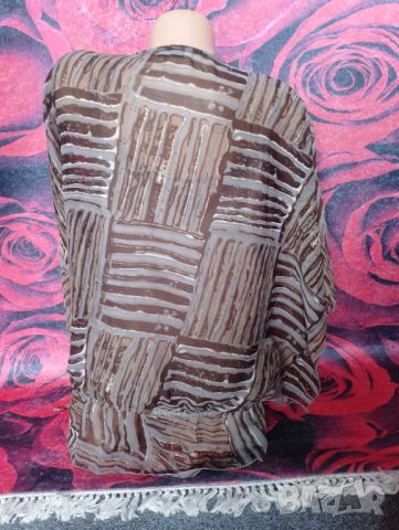 Комплект потник с кафява блуза тип пеперуда 2ХЛ , снимка 3 - Туники - 46407592