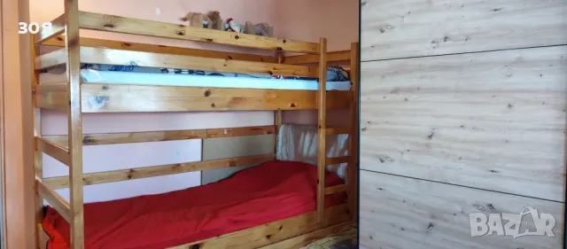 Двуетажно чамово легло , снимка 2 - Спални и легла - 49726176