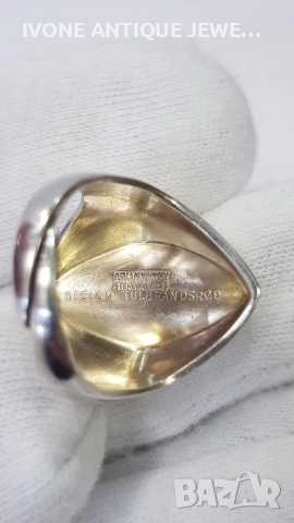 Сребърен позлатен пръстен с емайл, снимка 6 - Пръстени - 52794306