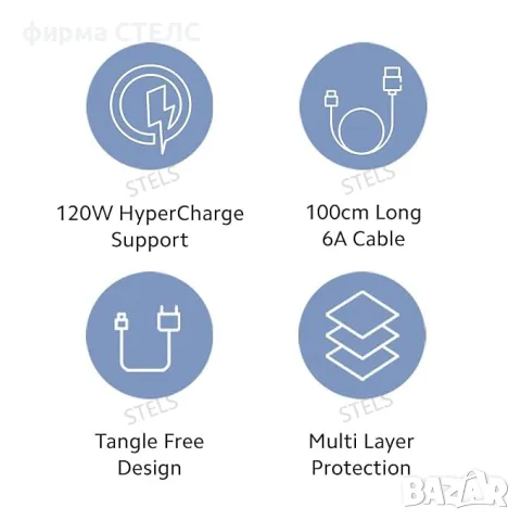  Кабел USB към USB-C Xiaomi, 120W, 6A, Бързо зареждане, 1м, Бял, снимка 8 - USB кабели - 50192588