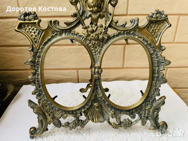 Красива 2-на месингова рамка от Англия, снимка 2 - Антикварни и старинни предмети - 53408967