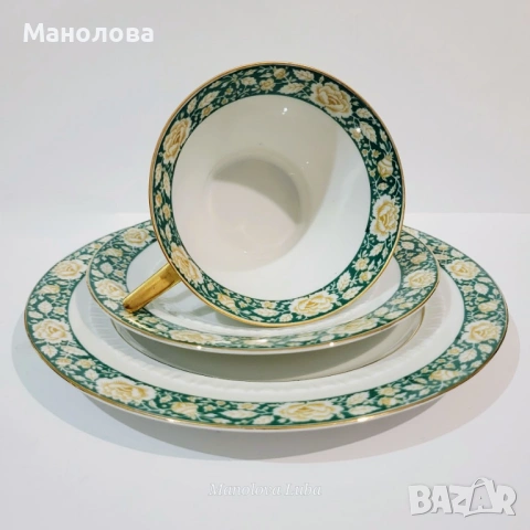 Троен комплект, порцеланова чаша за чай Schumann Bavaria., снимка 3 - Други ценни предмети - 54011890