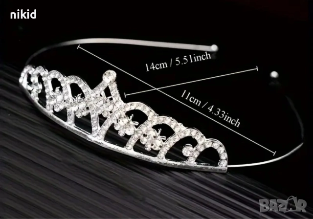 5 вида сребрист венец диадема детска дамска метална , снимка 4 - Аксесоари за коса - 52498227