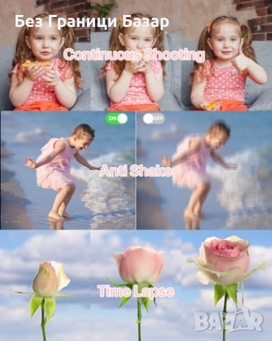 Нова Розова фото камера 1080P 44MP за деца и начинаещи с карта 32GB, снимка 3 - Камери - 52772524