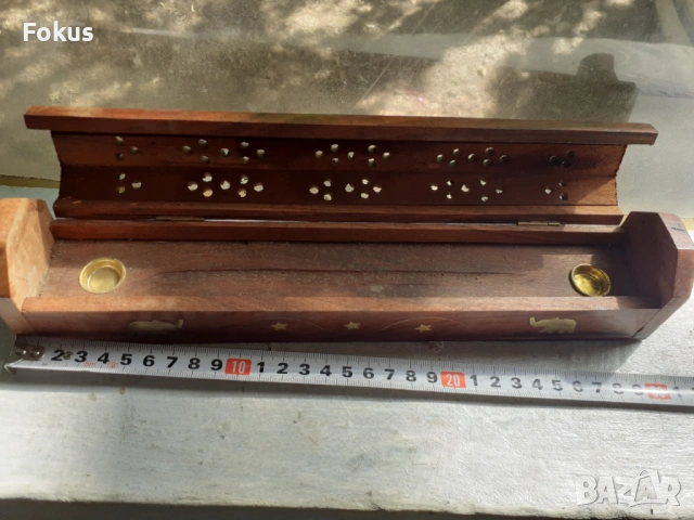 Стара дървена кутия с месинг - ароматизатор, снимка 5 - Антикварни и старинни предмети - 53424625