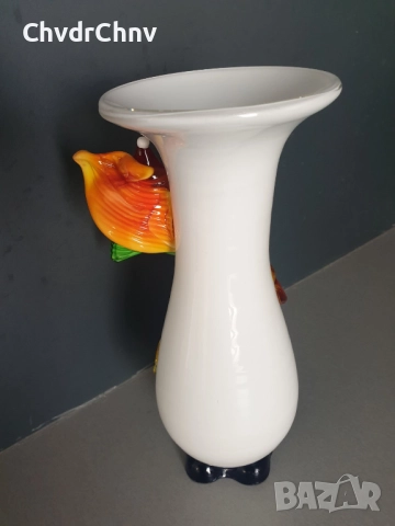 Murano 25см/стара италианска стъклена ваза-клоун от Мурано стъкло, снимка 7 - Вази - 52445965