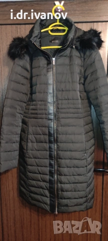ZARA дълго яке с гъши пух и качулка 