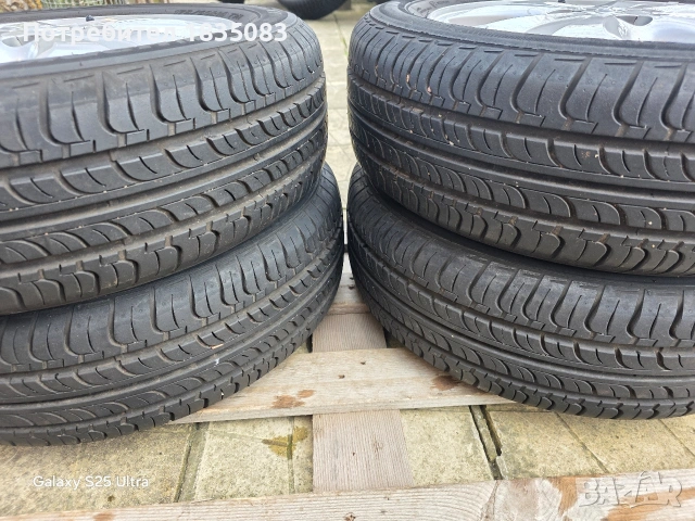 Лети джанти 14ки 4х100 Hyundai + летни гуми 175/60/14 Hankook, снимка 11 - Гуми и джанти - 53707165