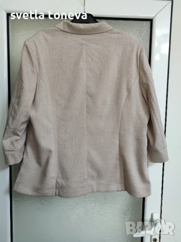 Лятно бежево сако с къс ръкав, снимка 2 - Сака - 51488260