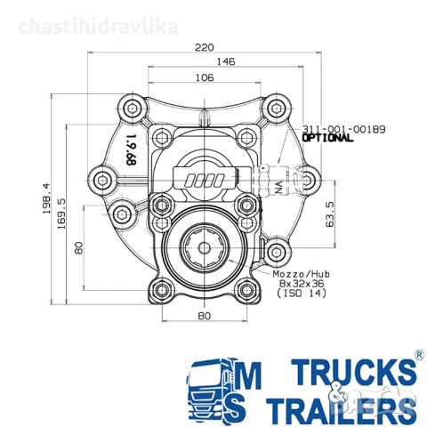 PTO Редуктор за Mercedes G60/G90 - OMFB - 1,8 01602100172, снимка 3 - Части - 53415359