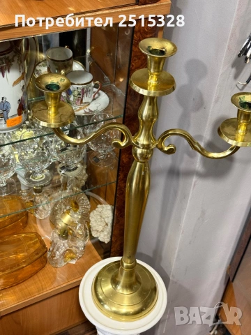 голям 60сантиметров месингов свещник, снимка 2 - Антикварни и старинни предмети - 53323588