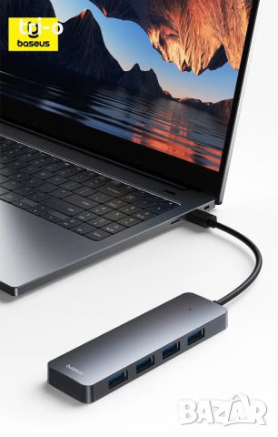 Baseus Usb Hub 4 порта ABS Hub Usb 3 0, Мулти сплитер адаптер, снимка 2 - Кабели и адаптери - 45872398