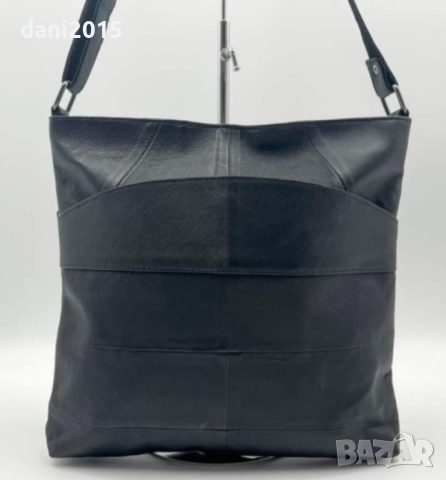 Стилна дамска чанта от естествена кожа с дълга дръжка за рамо