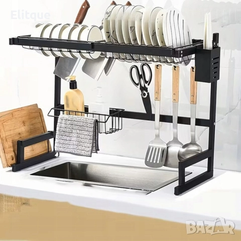 Двуетажен сушилник за съдове с поставка за дъска за рязане, снимка 8 - Други стоки за дома - 52844347