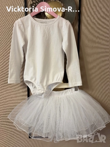 Сет от бяло трико и пачка - размер 104см., снимка 2 - Детски комплекти - 52561077