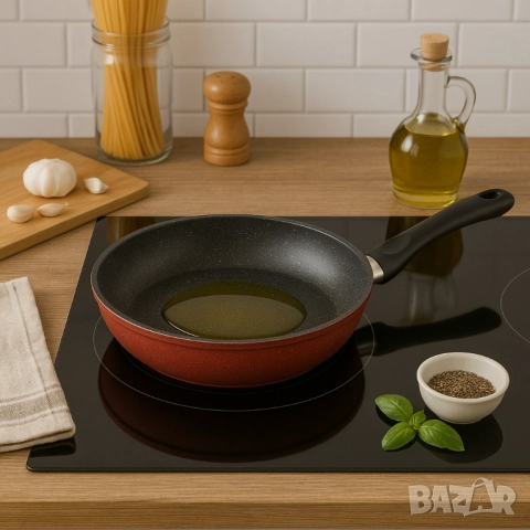 Тиган Rosberg, Дълбок, Мраморно покр., Индукция, Бордо меланж, снимка 2 - Съдове за готвене - 52137336