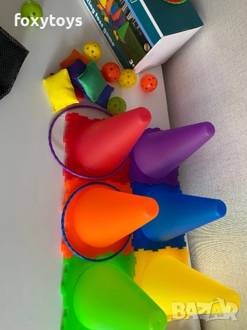 Детски комплект - Игра за хвърляне - конуси, топки, обръчи, торбички. Kruzzel 26514 , снимка 14 - Образователни игри - 54192365