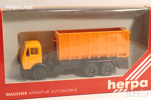 HERPA H0 1/87 MERCEDES КОШ САМОСВАЛ МОДЕЛ КАМИОН, снимка 2 - Колекции - 53372387