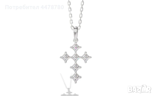 Елегантно златно кръстче с диаманти „Принцеса“, снимка 1