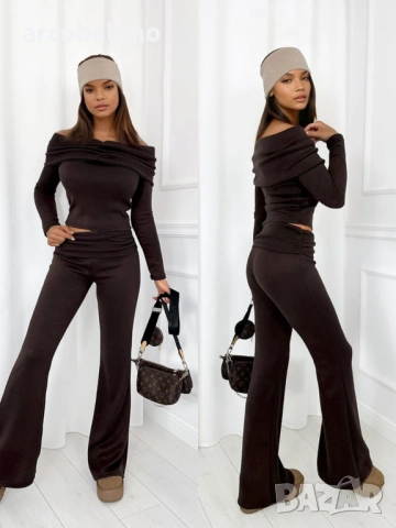 Дамски комплект от две части с отворени рамене, 5цвята , снимка 11 - Комплекти - 52674586