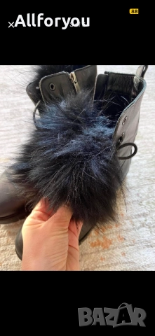 Черни боти от естествена кожа с пух, снимка 3 - Дамски боти - 52917134