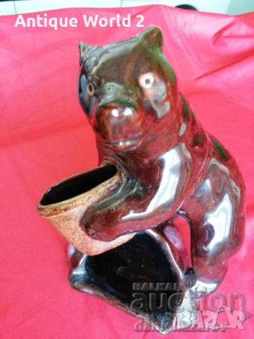 Стара Българска Керамика Статуетка МЕЧКА, снимка 5 - Антикварни и старинни предмети - 53231457