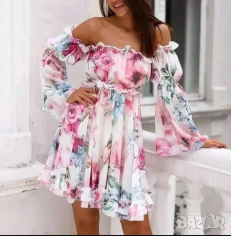 шифонени флорални рокли , снимка 4 - Рокли - 50872192