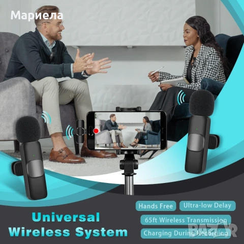 Lavalier K1 - 2 бр безжични микрофони с щипка, снимка 2 - Друга електроника - 53453721