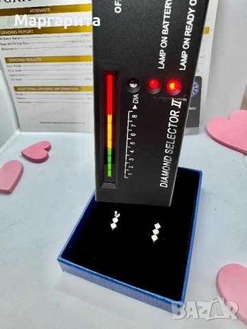 Сребърни обеци с мойсанит (диамант) 0.6 карата 6камъка*0.1 карат, снимка 9 - Обеци - 54241132