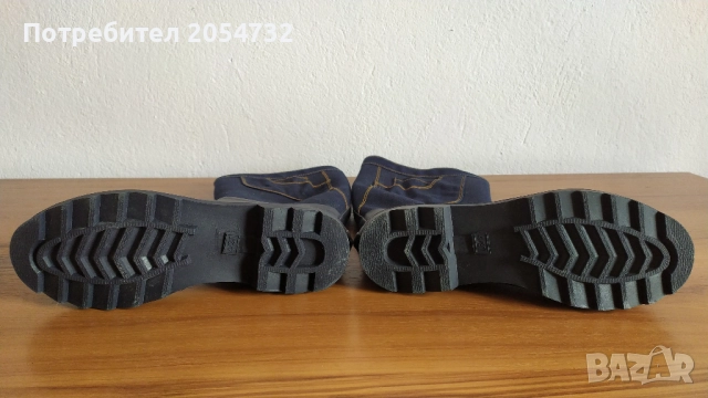 Нови ботуши с каучукова подметка и крачоли от дънкова материя - деним, снимка 10 - Дамски ботуши - 52157241