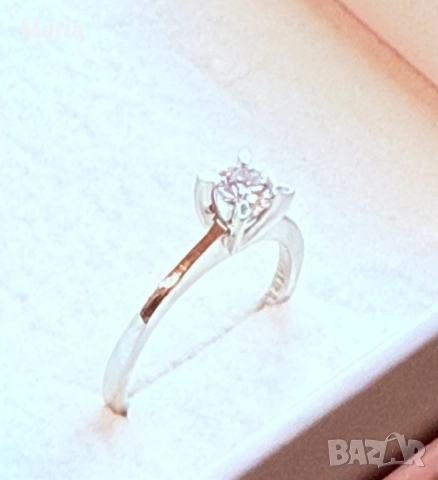 Дамски пръстен бяло злато и диамант, снимка 9 - Пръстени - 52470770