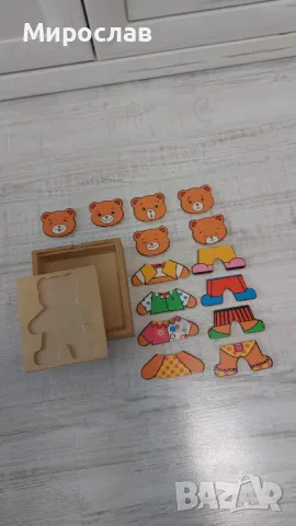 Дървен пъзел Мече за обличане в кутия, снимка 5 - Игри и пъзели - 49773220