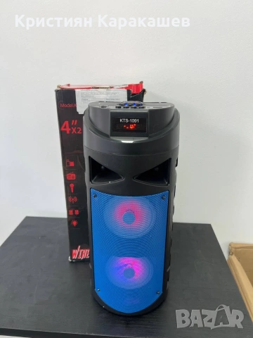 Bluetooth Тонколона KTS-1091, 2*4инча, снимка 3 - Bluetooth тонколони - 54276236