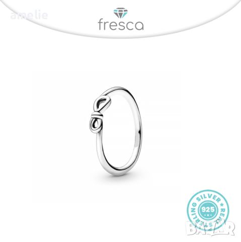 Пръстен Fresca по модел тип Pandora Stamp 925 Infinity сребро Пандора Безкрайност. Колекция Amélie, снимка 1 - Пръстени - 45953728